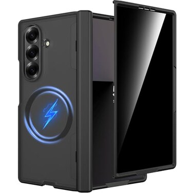 Miimall for Samsung Galaxy Z Fold 7 Privacy Screen Case Compatible with MagSafe Full Hinge Protection Matte Translucent AntiSlip Shockproof Cover for Z Fold7 5G 2025 Black