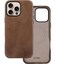 Le Pelle Handcrafted Premium Italian Leather Case for iPhone 16 Pro Max Compatible with Magsafe TwoTone Effect with Unique Patina Over Time Cocoa Brown