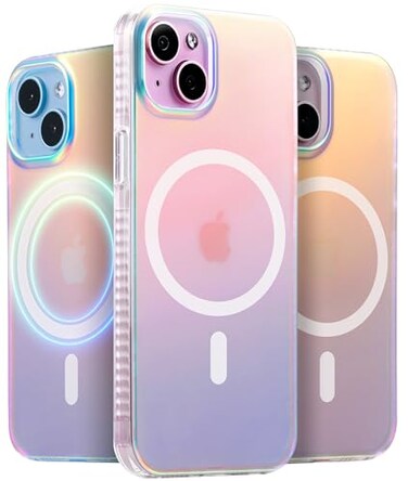 LONLI Hue for iPhone 15 Plus Case Dynamic PrismGlow ColorShift Iridescent Phone Cover Slim ShockAbsorbing Compatible with MagSafe Magnetic Wireless Charging