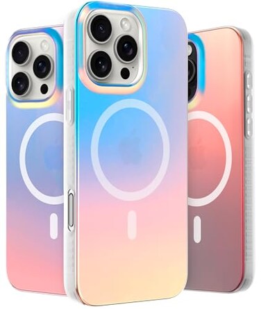 LONLI Hue for iPhone 16 Pro Max Case Dynamic PrismGlow ColorShift Iridescent Phone Cover Slim ShockAbsorbing Compatible with MagSafe Magnetic Wireless Charging