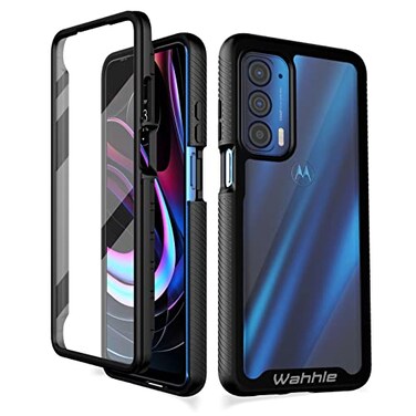 wahhle Compatible with Motorola Edge 5G UW Case Built in Screen Protector Full Body Shockproof Slim Fit Bumper Protective Phone Cover for Edge 2021BlackClear