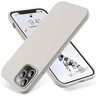 OTOFLY for iPhone 12 Pro Max Case Slim Shockproof Military Grade Drop Protection Soft Liquid Silicone with AntiFingerprint Phone CaseStone