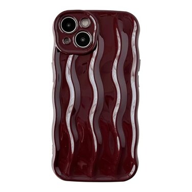 Caseative for iPhone 13 CaseWater Ripple Pattern Curly Wave Frame Soft Phone Case Wine Red