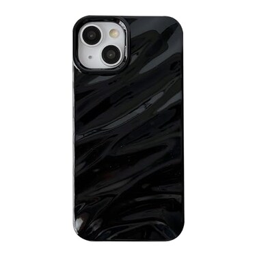 Caseative for iPhone 14 CaseWater Ripple Pattern Curly Wave Shape Soft Phone Case Black