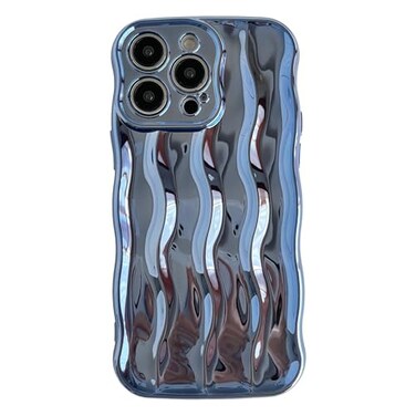 Caseative for iPhone 14 Pro Max CaseWater Ripple Pattern Curly Wave Frame Soft Phone Case Light Blue