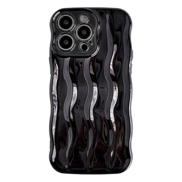 Caseative for iPhone 14 Pro Max CaseWater Ripple Pattern Curly Wave Frame Soft Compatible with iPhone Case Light BlackiPhone 14 Pro Max