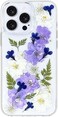 Abbery for iPhone 14 Pro Max Case Clear Flower Design Real Pressed Dried Blue White Floral Soft TPU Slim Women Girls Protective Shockproof Phone Cover for iPhone 14pro Max Navy Flower