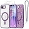 Meifigno Designed for iPhone 17e16e Case 61 Compatible with MagSafe Glitter Card Wrist Strap 2X Screen Protectors Surround Raised Lens Protection Phone Case for 17e16e Purple
