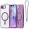 Meifigno Designed for iPhone 17e16e Case 61 Compatible with MagSafe Glitter Card Wrist Strap 2X Screen Protectors Surround Raised Lens Protection Phone Case for 17e16e Purple