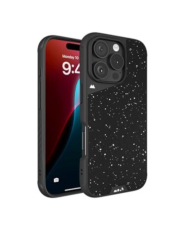 Mous for iPhone 16 Pro Max Case MagSafe Compatible Limitless 60 Speckled Black Fabric Protective Shockproof Phone Cover