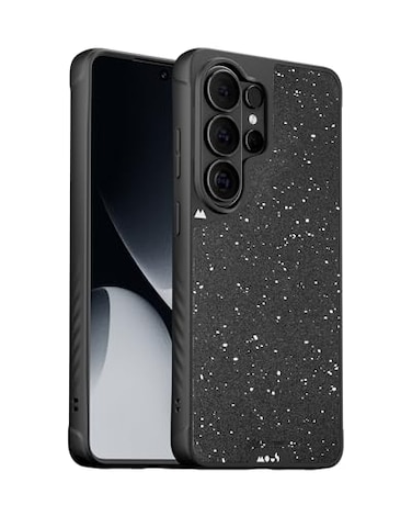 Mous for Samsung Galaxy S25 Case MagSafe Compatible Limitless 60 Black Speckled Fabric Protective Shockproof Phone Cover