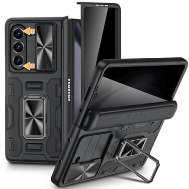 VEGO for Galaxy Z Fold 5 Case with Privacy Screen Protector Builtin Slide Camera Cover 360 Magnetic Kickstand Drop Protection Case for Samsung Galaxy Z Fold 5 5G 2023Black
