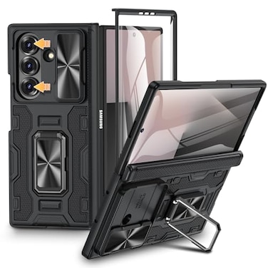 VEGO for GalaxyZFold7Case Samsung Z Fold 7 Case with Slide Camera Cover Screen Protector Builtin 360 Kickstand FullBody Drop Protection Rugged Case for Samsung Galaxy Fold7 5G 2025 Black
