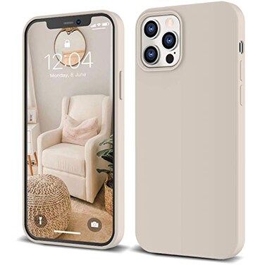 IceSword iPhone 12 Case and iPhone 12 Pro Case 61 2020Liquid Silicone Case Cover Soft Microfiber ClothMatte Light Beige Tan Cream Warm Sand Pearl CuteGel Rubber Drop Protective 1212P Stone