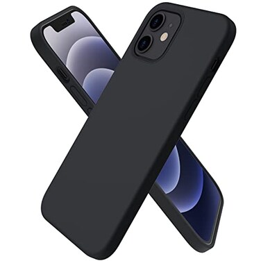 ORNARTO Compatible with iPhone 12 Mini Case Slim Liquid Silicone 3 Layers Full Covered Soft Gel Rubber with Microfiber Case Cover 54 inchBlack
