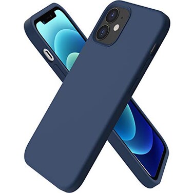 ORNARTO Compatible with iPhone 12 Mini Case Slim Liquid Silicone 3 Layers Full Covered Soft Gel Rubber with Microfiber Case Cover 54 inchNavy Blue