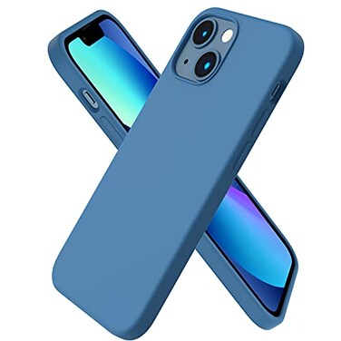 ORNARTO Compatible with iPhone 13 Mini Case Slim Liquid Silicone 3 Layers Full Covered Soft Gel Rubber with Microfiber Case Cover 54 inchBlue
