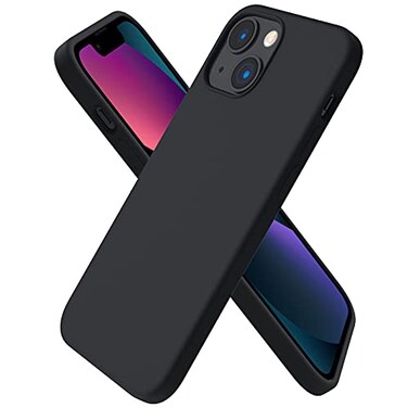 ORNARTO Compatible with iPhone 13 Mini Case Slim Liquid Silicone 3 Layers Full Covered Soft Gel Rubber Phone Cover with Microfiber Lining 54 inchMidnight