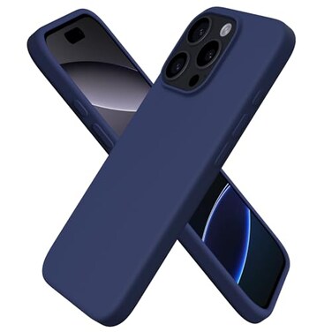 ORNARTO Compatible with iPhone 16 Pro Case 63 Slim Liquid Silicone 3 Layers Soft Gel Rubber Shockproof Protective Cover with AntiScratch Microfiber LiningNavy Blue