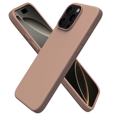 ORNARTO Compatible with iPhone 16 Pro Max Case 69 Slim Liquid Silicone 3 Layers Soft Gel Rubber Shockproof Protective Cover with AntiScratch Microfiber LiningLight Brown