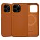 Rumwot for iPhone 15 Pro Max Leather Case Genuine Full Grain Leather Compatible with MagSafe and Wireless Charging Metal Buttons Camera Bezel Slim FitDrop and Scratch ResistantBrown