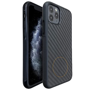 molzar Grip Series iPhone 11 Pro Case with Real Weave Carbon Fiber Builtin Metal Plate for Magnetic Mount Support Wireless Charging Compatible with iPhone 11 Pro BlackWeave