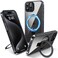 Flyzoo Magnetic Case for iPhone 15 Pro Builtin Invisible Stand Compatible with MagSafe Military Grade Drop Protection AntiYellowing Hard Back Silicone Edge Cover 61 Clear Black