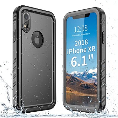 SPORTLINK for iPhone XR Waterproof Phone Case Built in Shockproof Dustproof Screen Protector Full Body Military Rugged Cover Protective Heavy Duty Dropproof IP68 Underwater for iPhone XR 61 Black