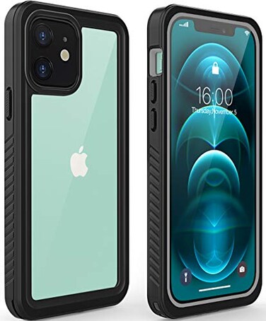 Diverbox for iPhone 12 Waterproof CaseWaterproof Shockproof Dustproof IP68 FullBody Hard Case Builtin Screen Protector Underwater Outdoor Waterproof Cover for iPhone 1261 in Clear