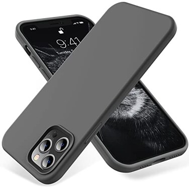 OTOFLY Compatible with iPhone 12 Pro Max CaseSilky and Soft Touch Series Premium Soft Liquid Silicone Rubber FullBody Protective Bumper Case Space Gray