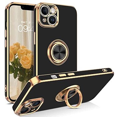 VENINGO iPhone 14 CasePhone Case for iPhone 14Slim Fit Soft 360 Ring Holder Kickstand Magnetic Car Mount Supported Easy Clean Shockproof Protective Cover for iPhone 14 61 2022 BlackGolden