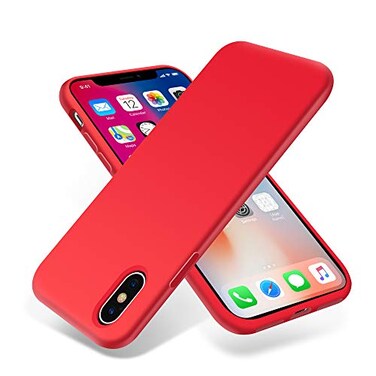 OTOFLY for iPhone X Case Silky and Soft Touch Series Premium Soft Silicone Rubber FullBody Protective Bumper Case Compatible with Apple iPhone XONLY Red