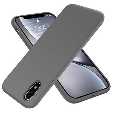 OTOFLY for iPhone XR Case Silky and Soft Touch Series Premium Soft Silicone Rubber FullBody Protective Bumper Case Compatible with Apple iPhone XR 61 inch Space Gray