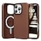 SURPHY Leather Case for iPhone 16 Pro Max Compatible with MagSafe Faux Leather Phone Case Metallic Buttons Microfiber Lining for 16 Pro Max 69 inch 2024 Brown