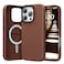 SURPHY Leather Case for iPhone 16 Pro Max Compatible with MagSafe Faux Leather Phone Case Metallic Buttons Microfiber Lining for 16 Pro Max 69 inch 2024 Brown