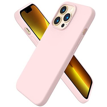 ORNARTO Compatible with iPhone 13 Pro Case 61 Slim Liquid Silicone 3 Layers Full Covered Soft Gel Rubber Case Cover 61 inchChalk Pink