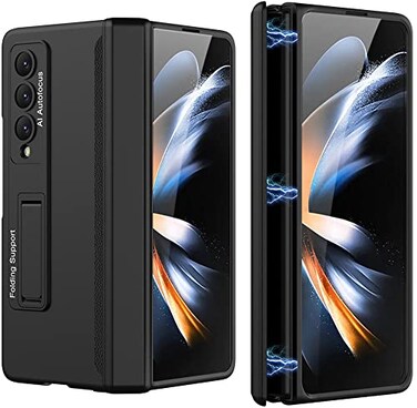 SOUTEM Case for Samsung Galaxy Z Fold 4 5G Magnetic Hinge Protective Case with 3 Adjustable Stand ModesUltra Thin Luxury PC Shockproof AntiScratch Kickstand Cover for Galaxy Z Fold 4 5G Black