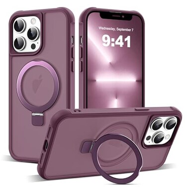 SKYLMW Compatible with iPhone 12 Pro Max Case iPhone 13 Pro Max Case with Invisible Magnetic ORing Stand Translucent Phone Cases 67 Compatible with MagSafeGreat Grip Feeling Wine Red