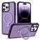 SKYLMW Compatible with iPhone 14 Pro Case with Invisible Magnetic ORing Stand MilitaryGrade Translucent Case for iPhone 14 Pro 61 Compatible with MagSafeGreat Grip Feeling Purple