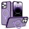 SKYLMW Compatible with iPhone 14 Pro Case with Invisible Magnetic ORing Stand MilitaryGrade Translucent Case for iPhone 14 Pro 61 Compatible with MagSafeGreat Grip Feeling Purple