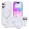 SKYLMW Compatible with iPhone 16 Case with Invisible Magnetic ORing Stand MilitaryGrade Phone Case for iPhone 16 61 Compatible with MagSafeGreat Grip FeelingTranslucent