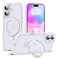 SKYLMW Compatible with iPhone 16 Case with Invisible Magnetic ORing Stand MilitaryGrade Phone Case for iPhone 16 61 Compatible with MagSafeGreat Grip FeelingTranslucent