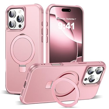 SKYLMW Compatible with iPhone 16 Pro Case with Invisible Magnetic ORing Stand MilitaryGrade Case for iPhone 16 Pro 63 Compatible with MagSafeGreat Grip Feeling Rose Gold