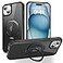 SKYLMW Compatible with iPhone 15 Case with Invisible Magnetic ORing Stand MilitaryGrade Translucent Case for iPhone 15 61 Compatible with MagSafeGreat Grip Feeling Black