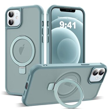 SKYLMW Compatible with iPhone 12 Case iPhone 12 Pro Case with Invisible Magnetic ORing Stand Translucent Phone Cases 61 Compatible with MagSafeGreat Grip Feeling Blue