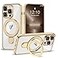 ETPESOK Compatible with iPhone 13 Pro Max Case with Invisible Magnetic Ring Stand Compatible with MagSafe Full Camera Lens Protector Plating Clear Phone Case for iPhone 13 Pro Max 67 Gold