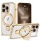 ETPESOK Compatible with iPhone 13 Pro Max Case with Invisible Magnetic Ring Stand Compatible with MagSafe Full Camera Lens Protector Plating Clear Phone Case for iPhone 13 Pro Max 67 Gold