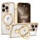ETPESOK Compatible with iPhone 13 Pro Max Case with Invisible Magnetic Ring Stand Compatible with MagSafe Full Camera Lens Protector Plating Clear Phone Case for iPhone 13 Pro Max 67 Gold