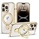 ETPESOK Compatible with iPhone 14 Pro Max Case with Invisible Magnetic Ring Stand Compatible with MagSafe Full Camera Lens Protector Plating Clear Phone Case for iPhone 14 Pro Max 67 Gold