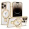 ETPESOK Compatible with iPhone 14 Pro Max Case with Invisible Magnetic Ring Stand Compatible with MagSafe Full Camera Lens Protector Plating Clear Phone Case for iPhone 14 Pro Max 67 Gold
